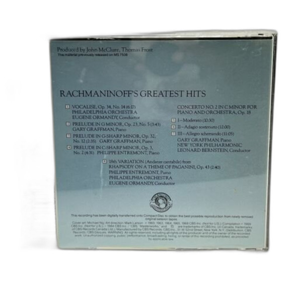 Rachmaninoff : Greatest Hits CD CBS Records Classical Music - Picture 3 of 3